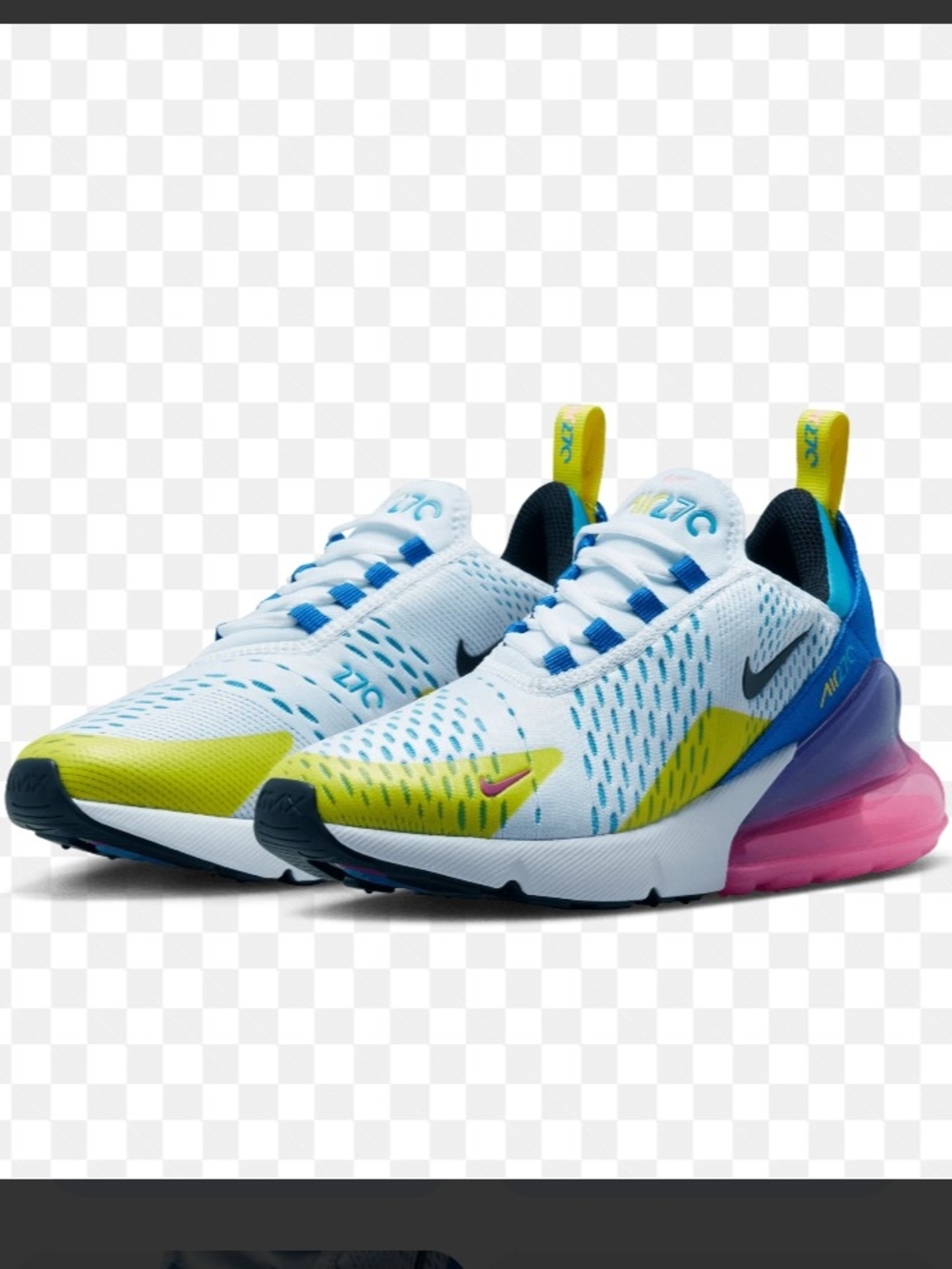 Nike Kids Air Max 270 React Sneakers - White, Blue, Yellow, Pink